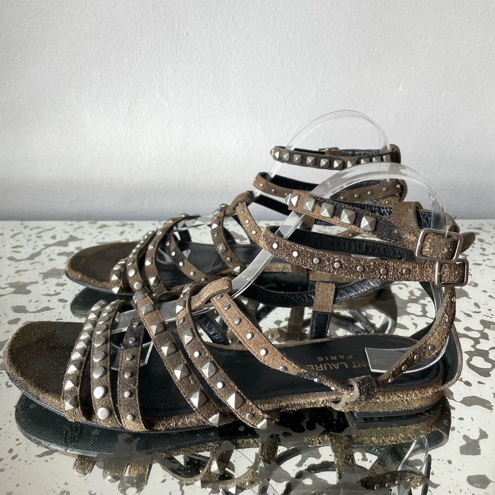 Saint Laurent Camo Suede Sandals SZ 39.5